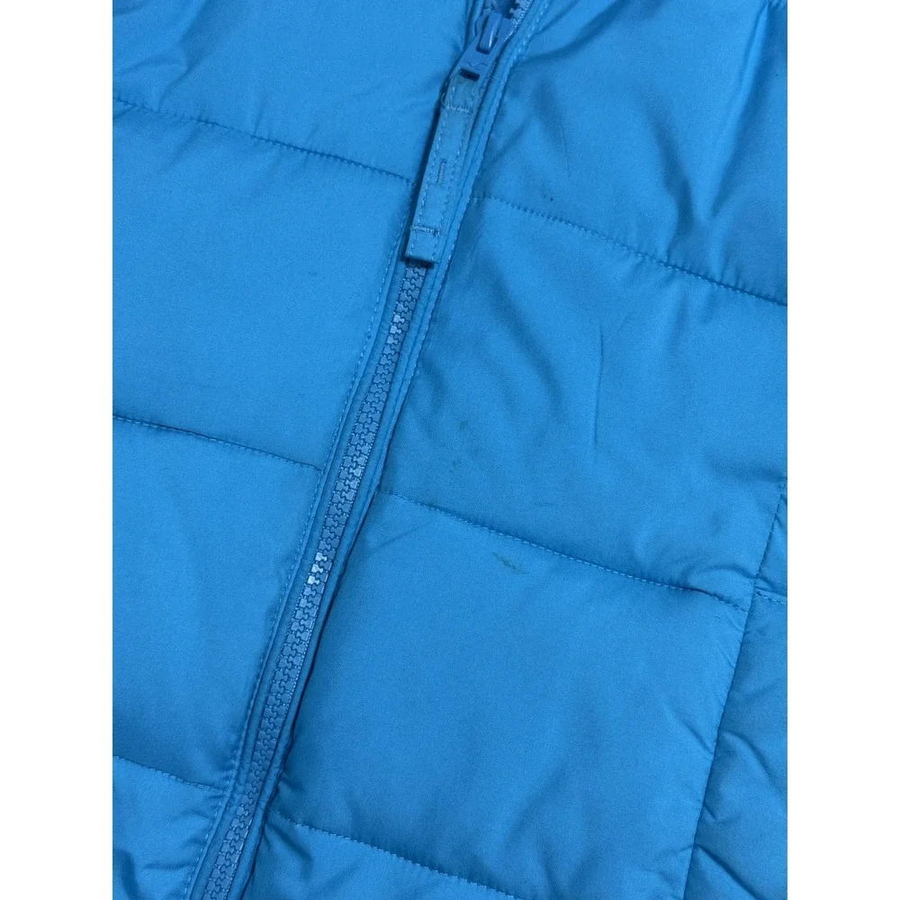 Hollister Puffer Vest Womens Large Blue Hooded Fleece Lined Quilted Seagull Logo